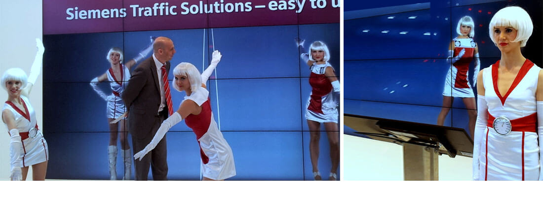 Living Dolls führen für Siemens in Amsterdam eine Infotaiment -Show auf